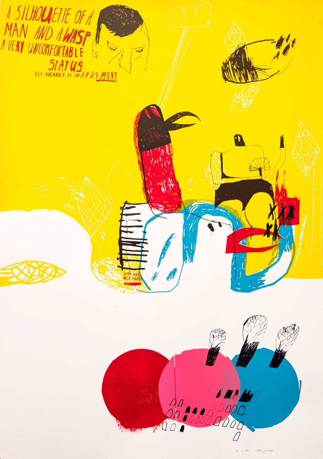 a silhouette of a man and a wasp