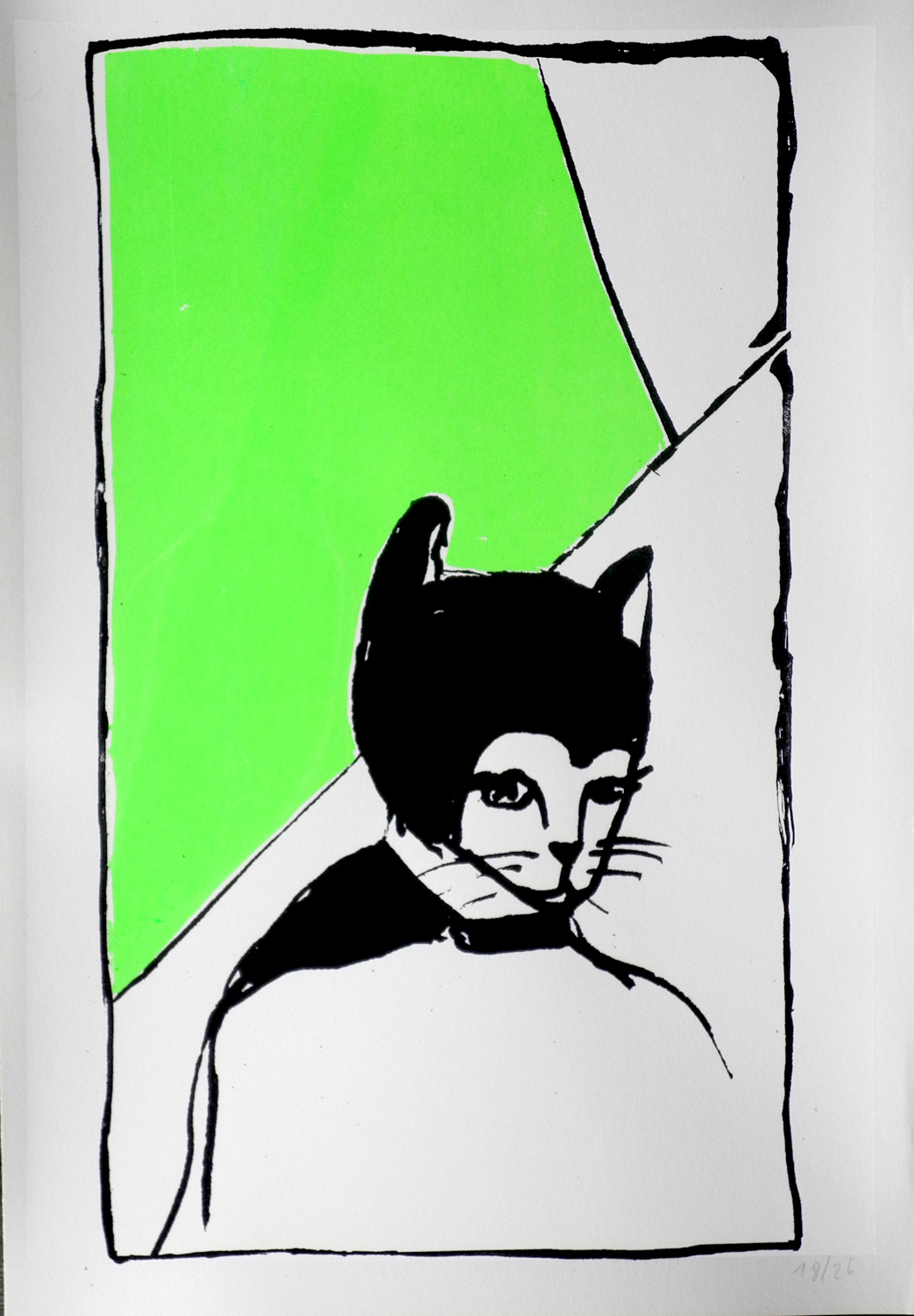 Katze grün-schwarz klein